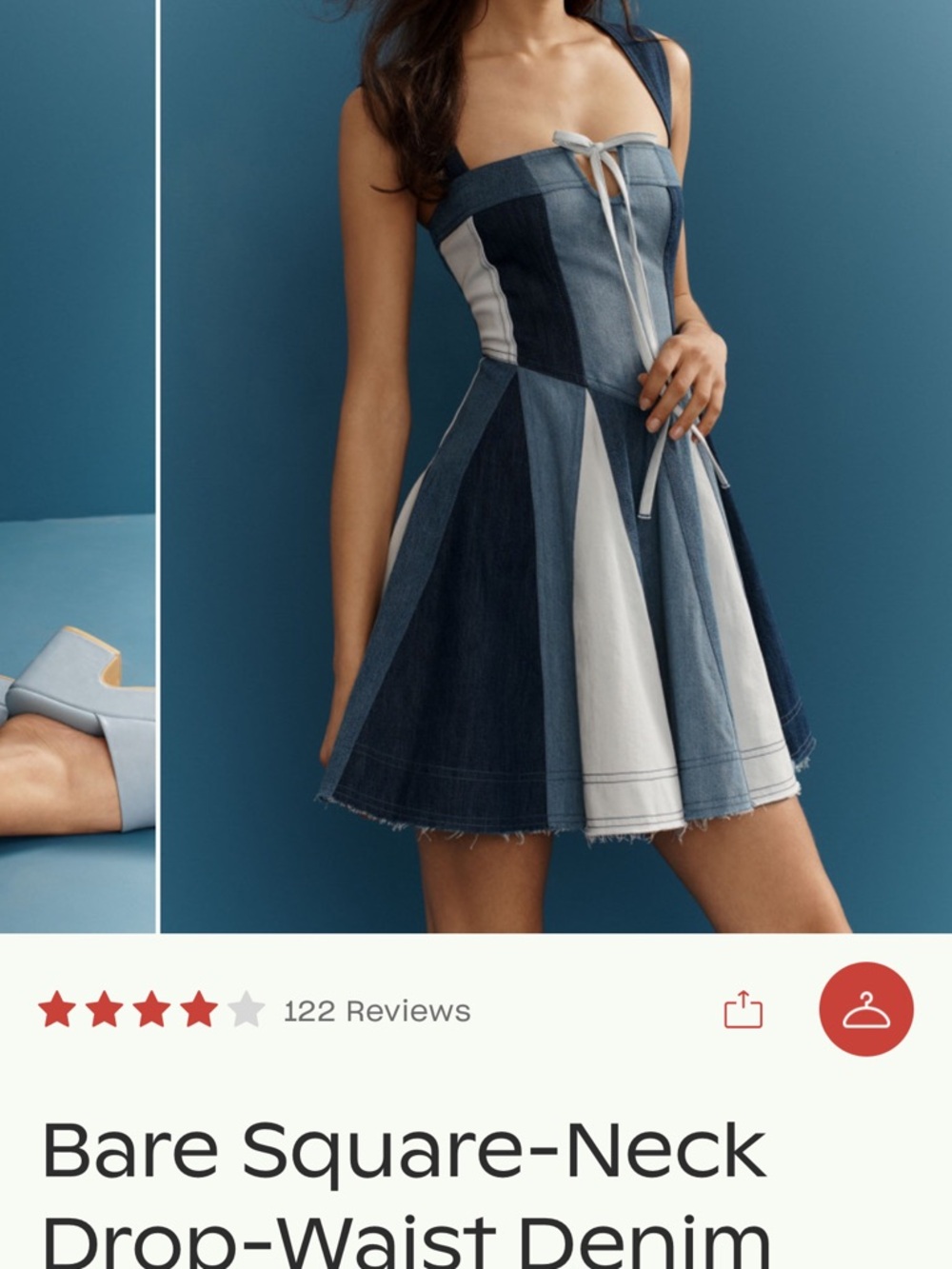 Anthropologie Colorblock Denim Circle Skirt - Dark Blue & Light Blue